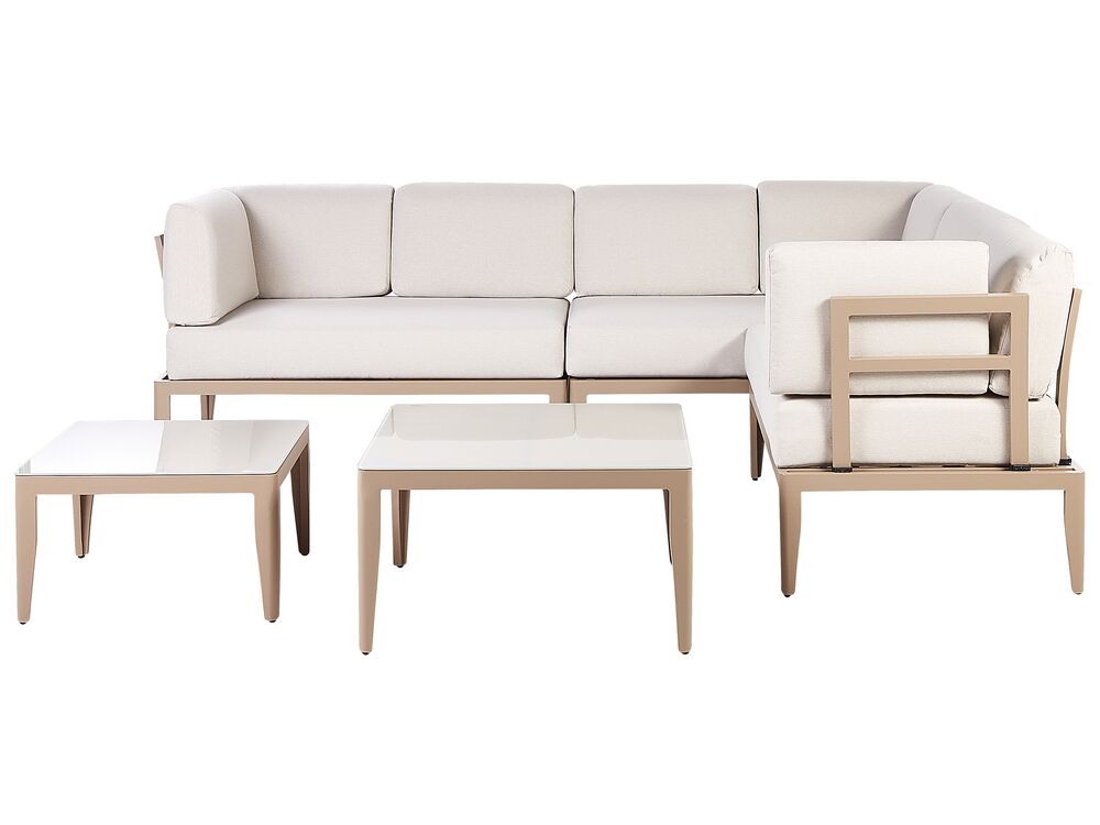 6 Seater Modular Garden Corner Sofa Set Light Beige RIMA III Beliani