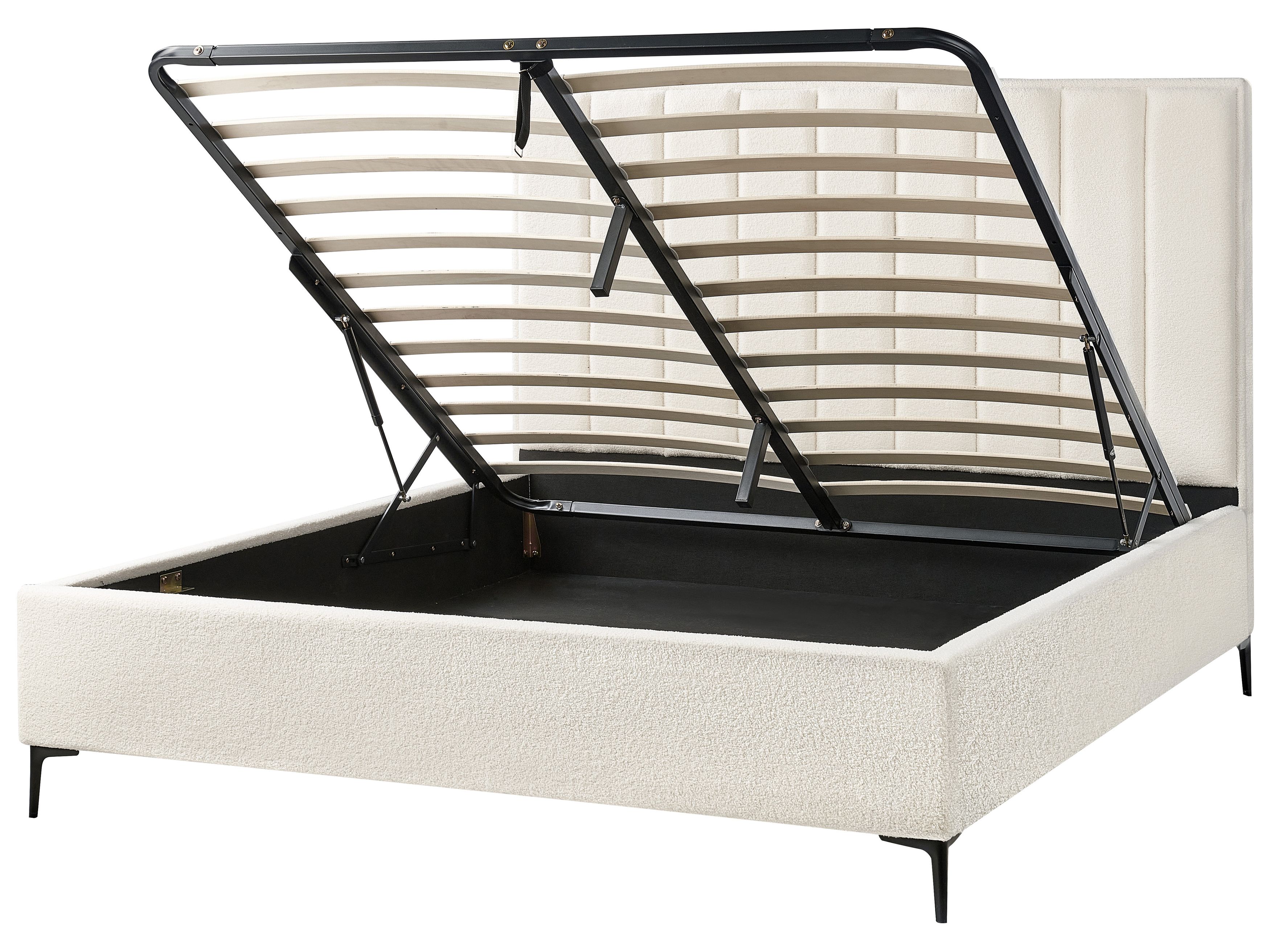 VALOGNES - Bed - Wit - 180 x 200 cm - Bouclé | Leen Bakker