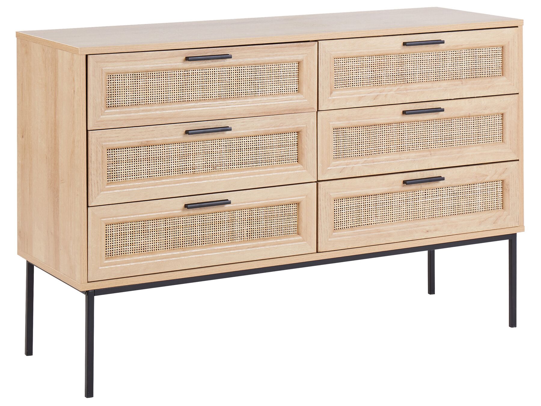 Kommode heller Holzfarbton 6 Rattan-Schubladen PASCO_928460