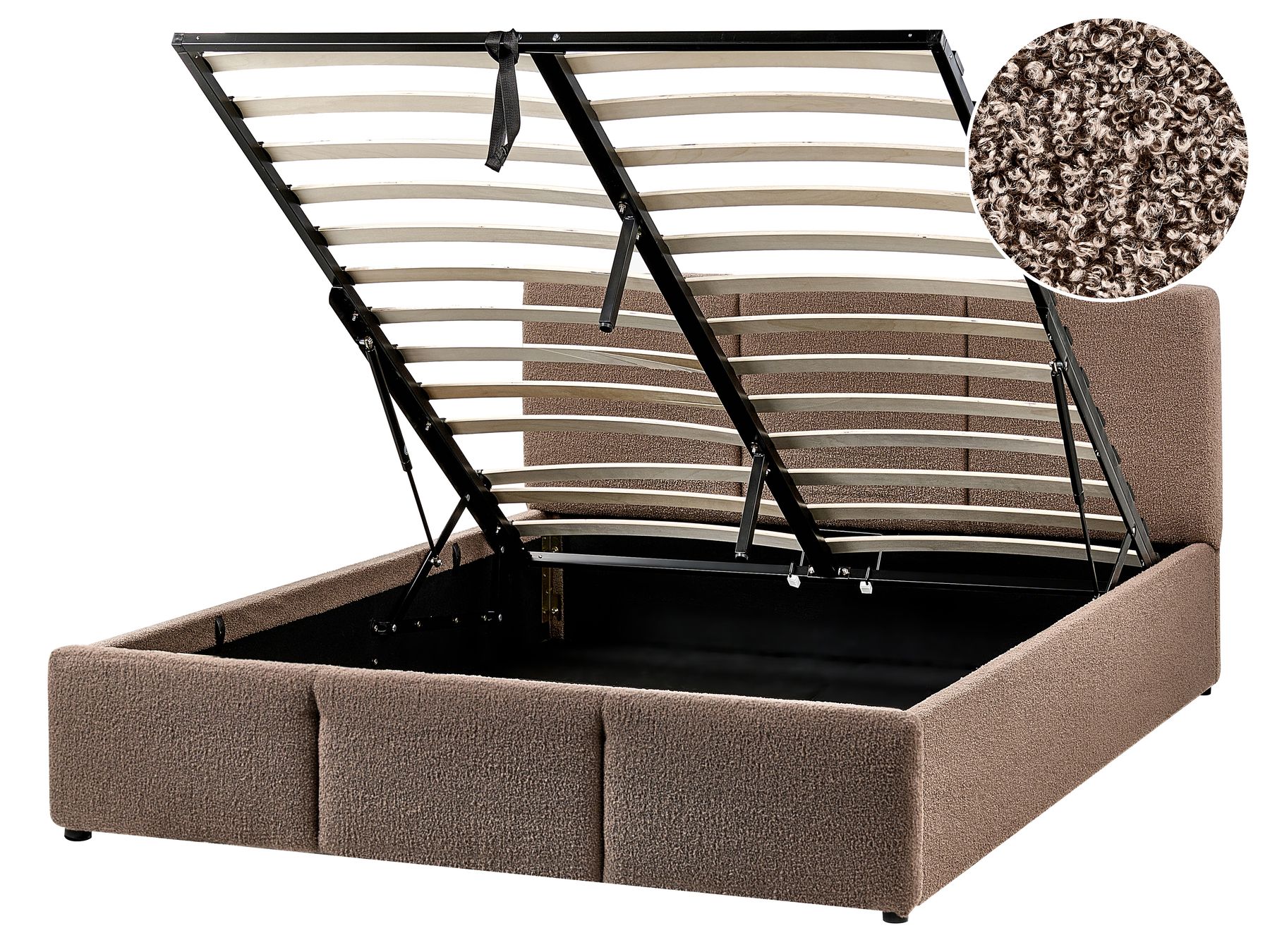 Łóżko z pojemnikiem boucle 140 x 200 cm beżowoszare BOUSSE_980106