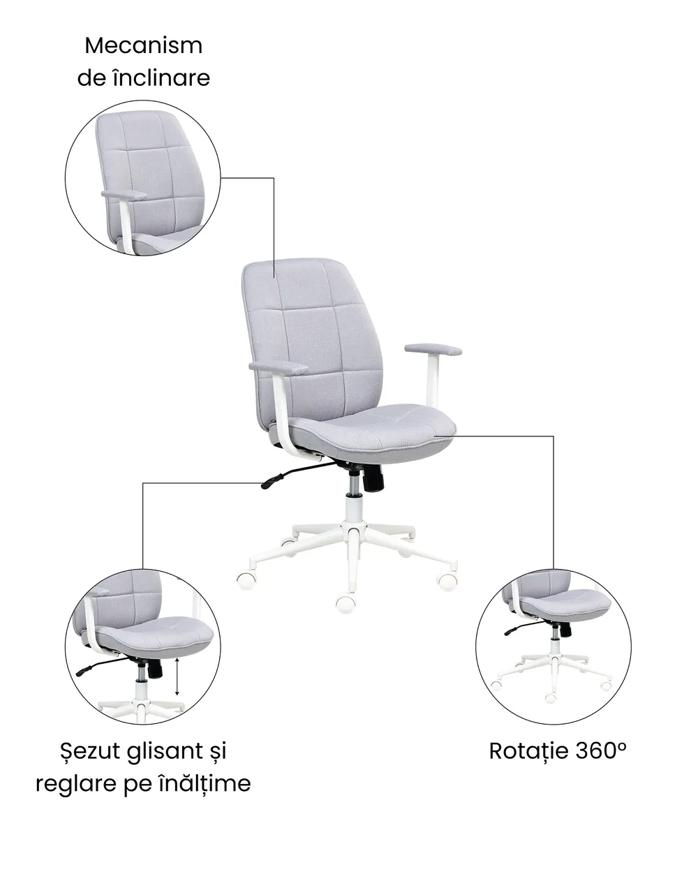 Scaun ergonomic CARLTON Gri_1059689