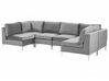 6 Seater U-Shaped Modular Velvet Sofa Grey EVJA_789319