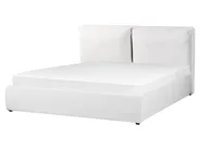 Bett mit Stauraum BAJONNA Samtstoff Cremeweiß 160 x 200 cm_871255