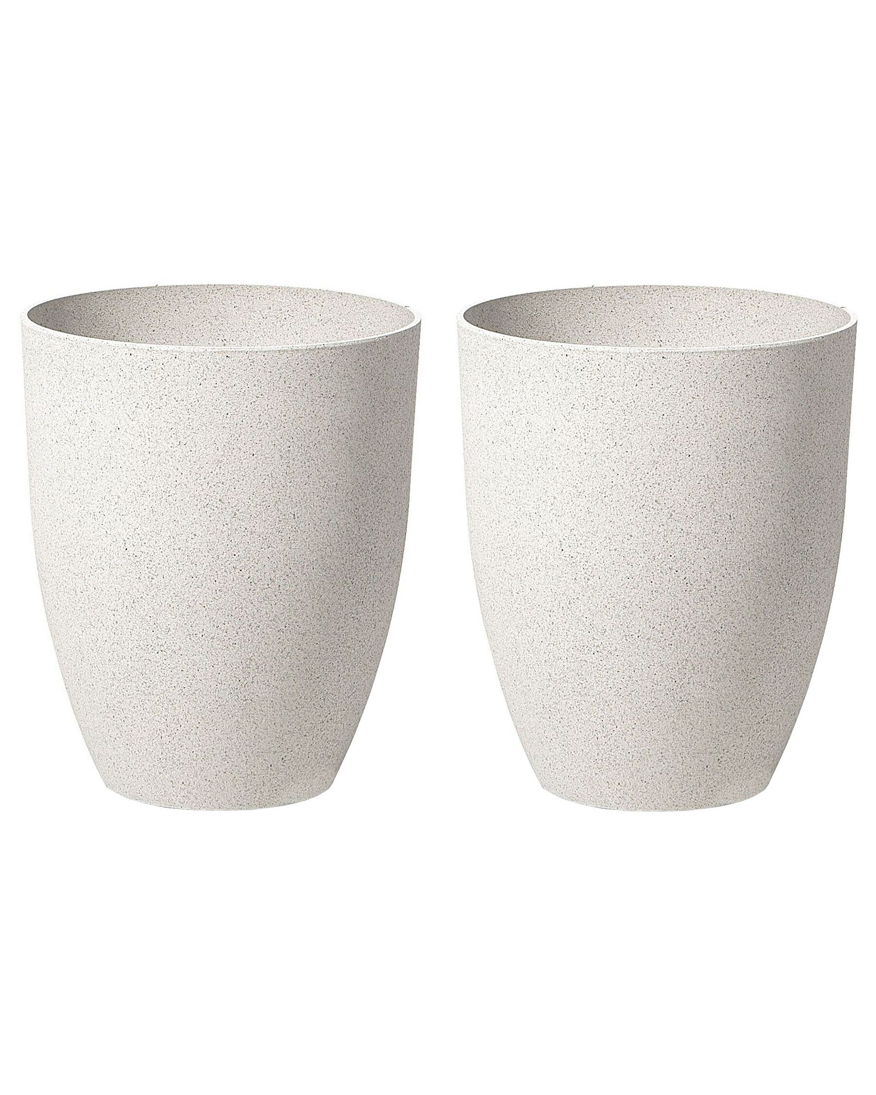Conjunto de 2 macetas de mezcla de piedra blanco crema ⌀ 35 cm CROTON_841617