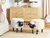 Reposapiés de poliéster beige crema/negro/madera clara SHEEP_852400