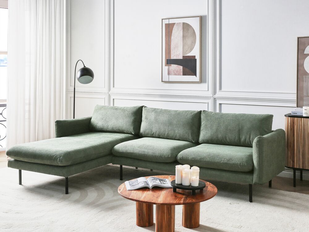 Corner Sofa VINTERBRO Fabric Light Green Right Hand