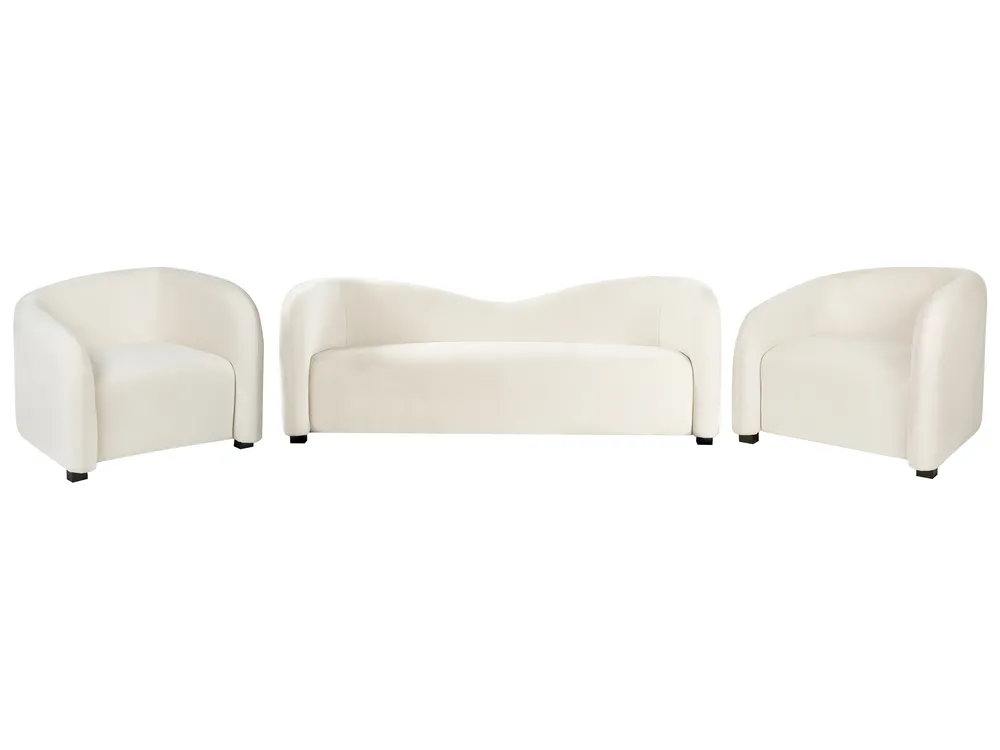 Living Room Set 5 Seater VELTADA Velvet Off-White