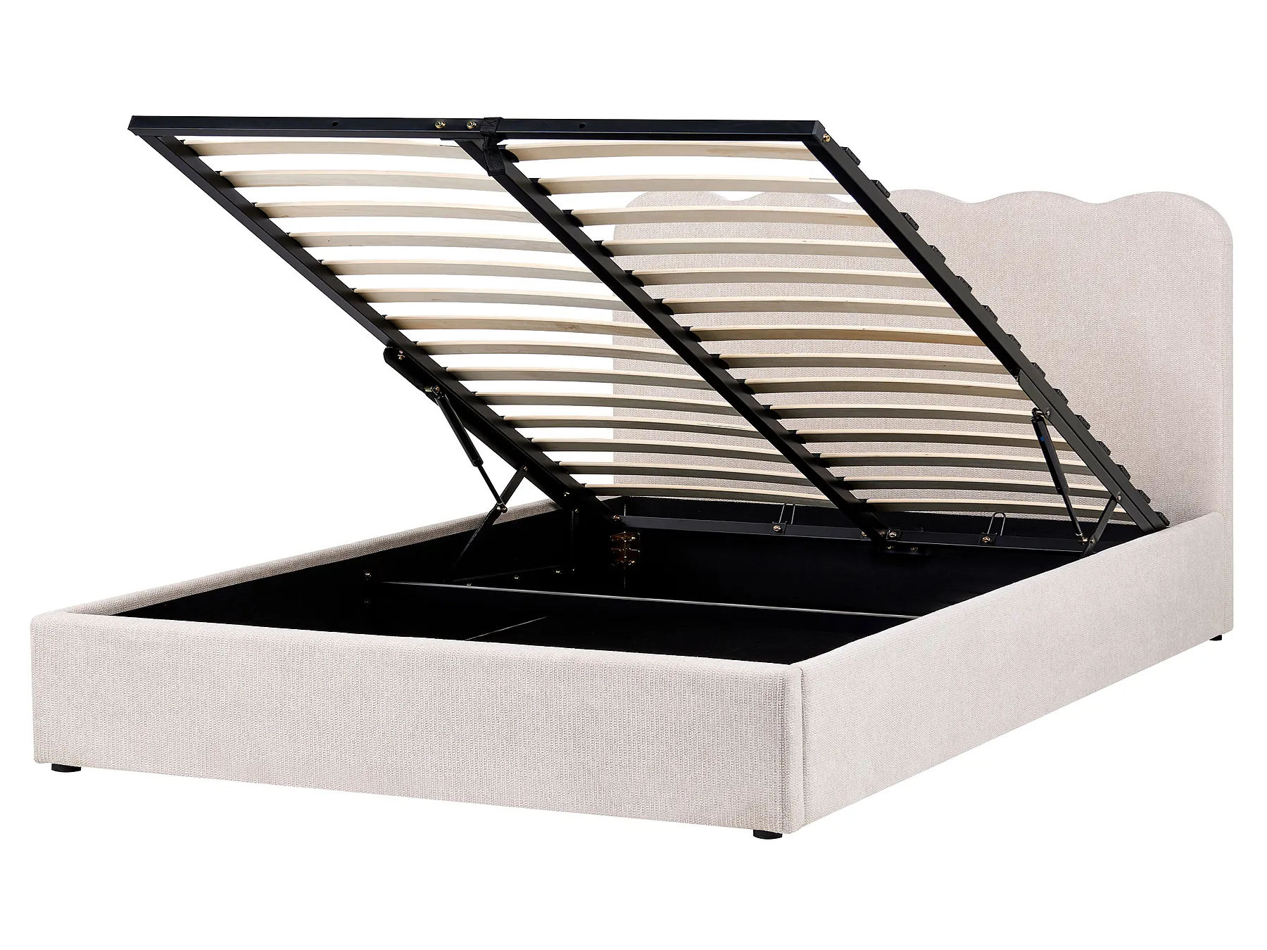 Ottoman Bed NANTERRE Fabric Light Beige 160 x 200 cm (EU King Size)_1084492