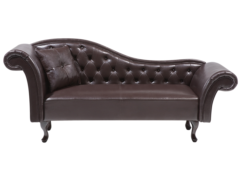 Left Hand Faux Leather Chaise Lounge Brown LATTES Beliani