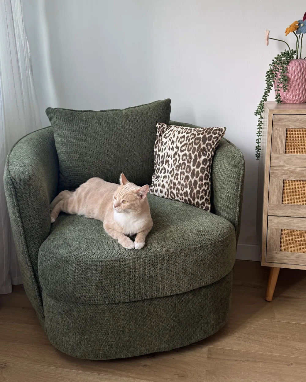 Swivel Armchair ANDALEN Fabric Green_1187189