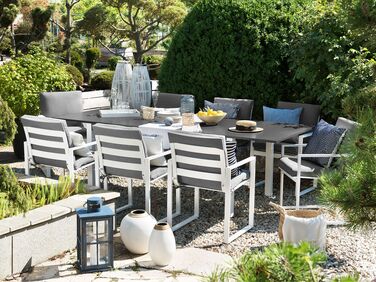 8 Seater Metal Garden Dining Set Grey PANCOLE