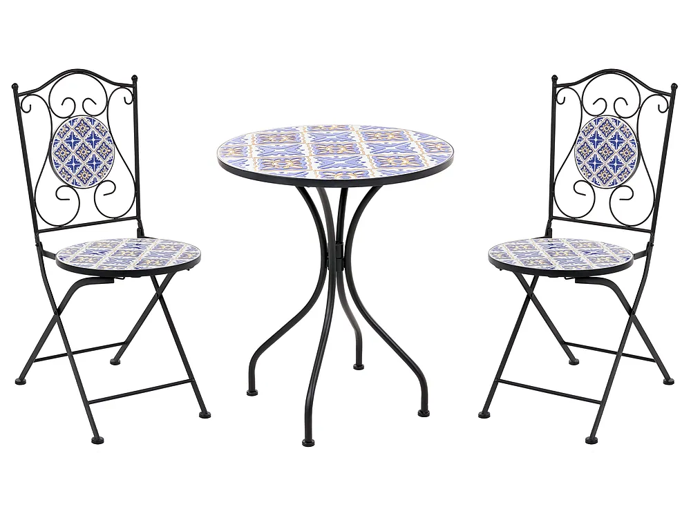 Set mobilier de grădină SIPONTO Metal Alb/Albastru