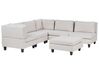 5 Seater Right Hand Modular Fabric Corner Sofa with Ottomane Light Beige UNSTAD_925397