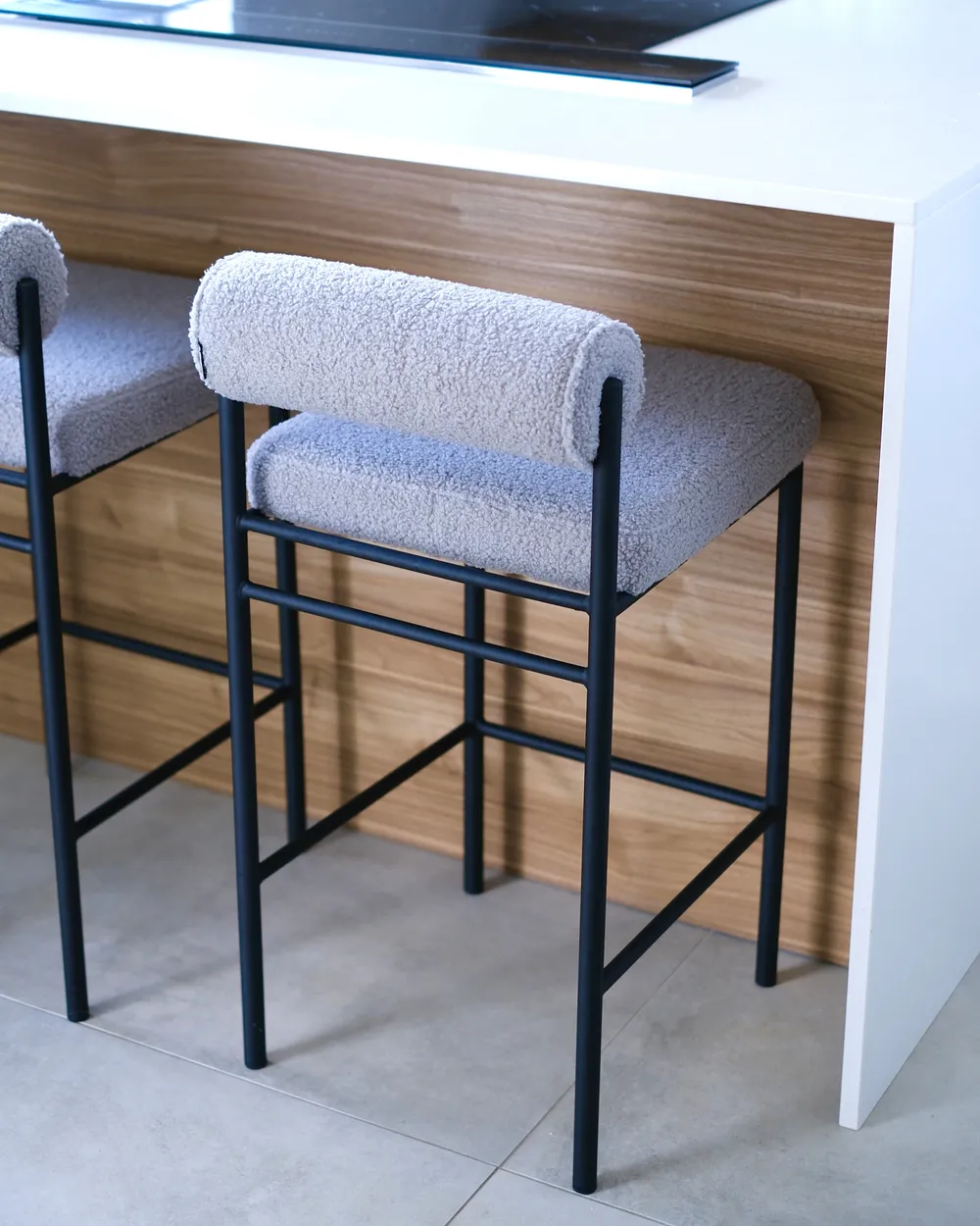 Set di 2 sedie alte AMAYA Bouclé Grigio_1017789