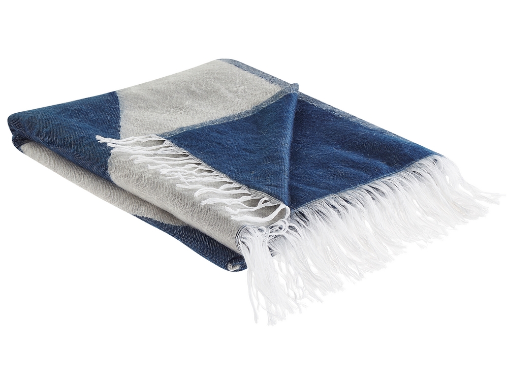 Blanket 130 x 170 cm Beige and Blue HALEDE Beliani