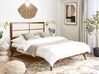 Bett dunkler Holzfarbton / hellbeige Lattenrost 160 x 200 cm POISSY_927882