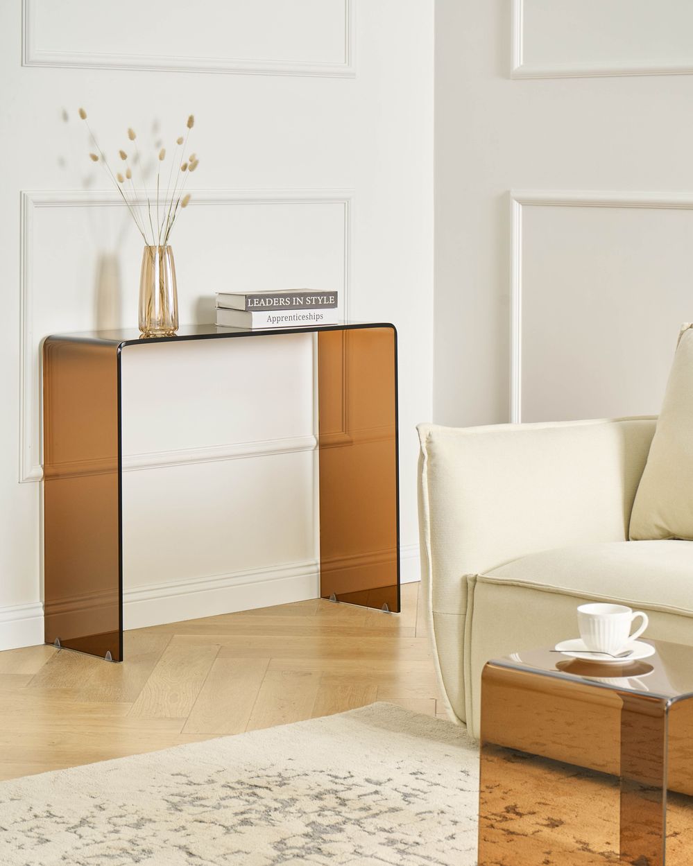 Console Table KENDALL Tempered Glass Brown