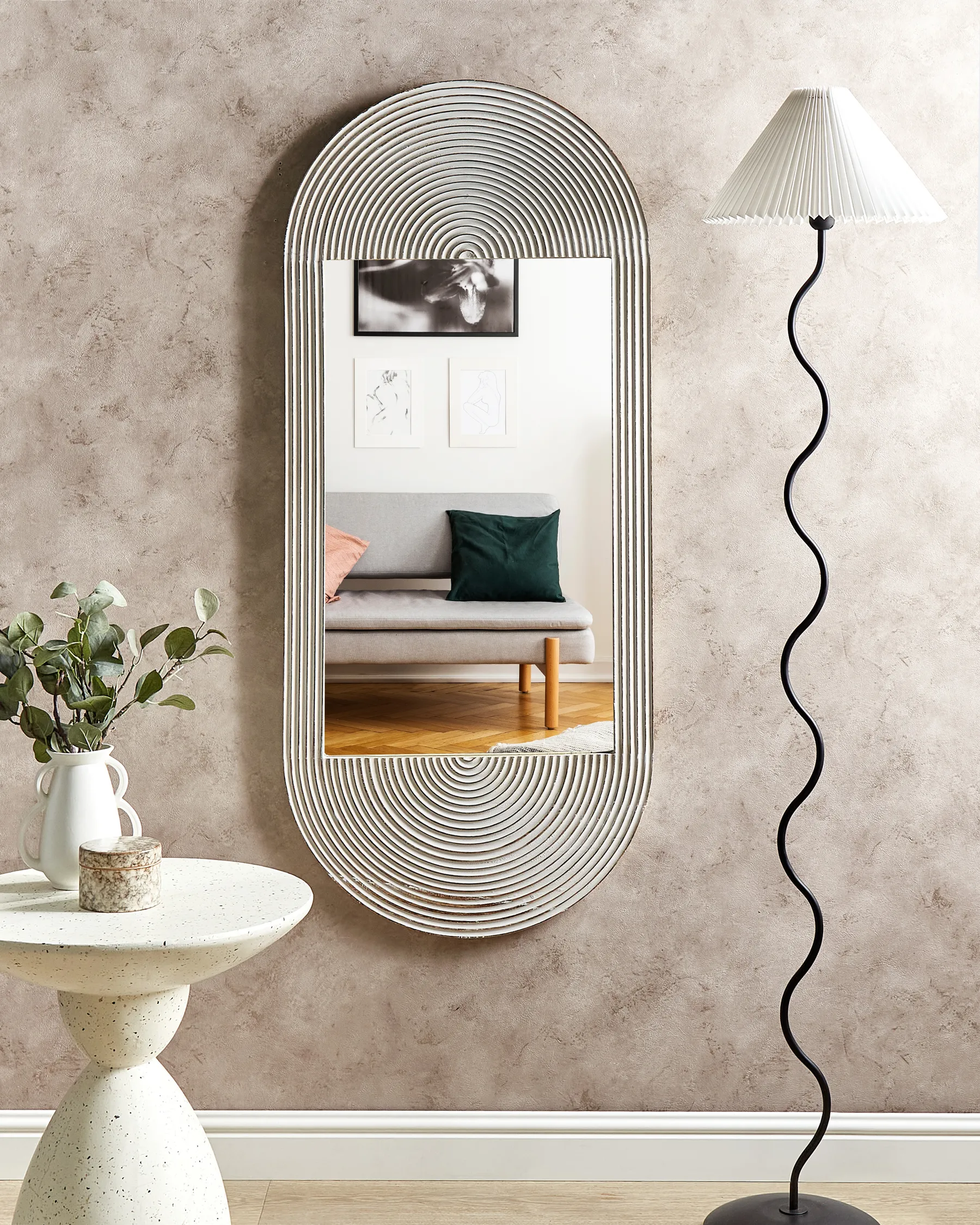 Wall Mirror BRIANT 56 cm 130 cm Mango Wood White_899760