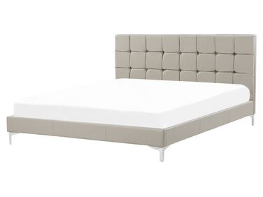 Letto in ecopelle taupé 160 x 200 cm AMBERT