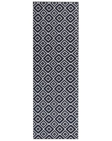 Teppich schwarz / weiß 80 x 240 cm geometrisches Muster Kurzflor KARUNGAL