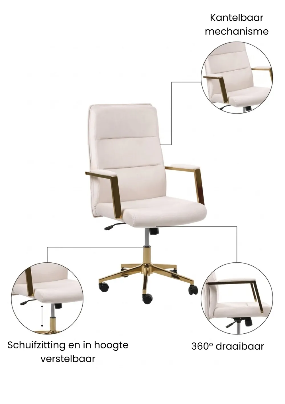 Directeursstoel DEMURE Fluweel Lichtbeige_1063330