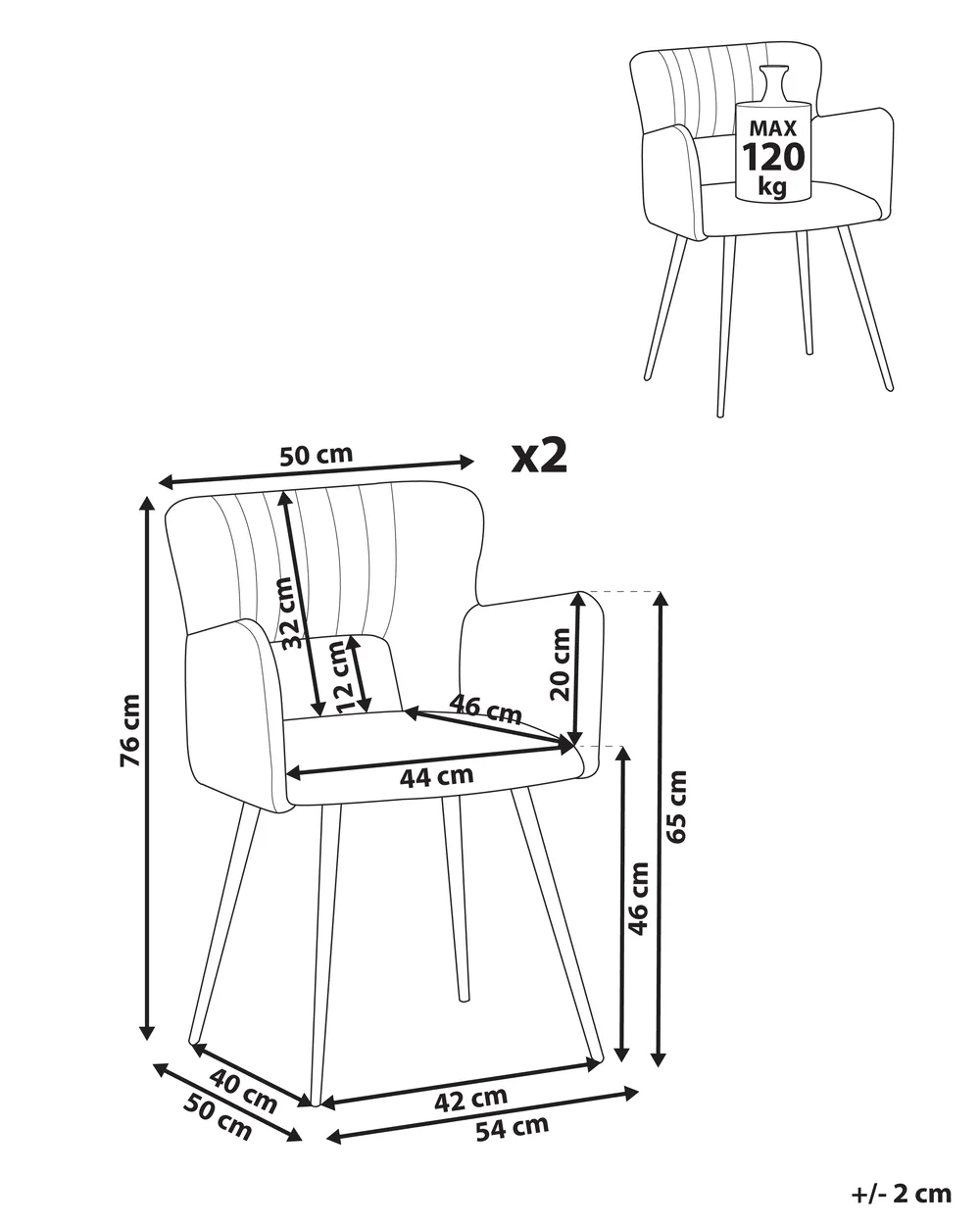 Set di 2 sedie da pranzo SANILAC Velluto Grigio_1042868