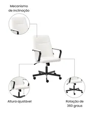 Cadeira de escritório CAROGA Bouclé Branco_1059671