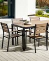Set of 6 Garden Dining Chairs Light Wood and Black VERNIO_862884