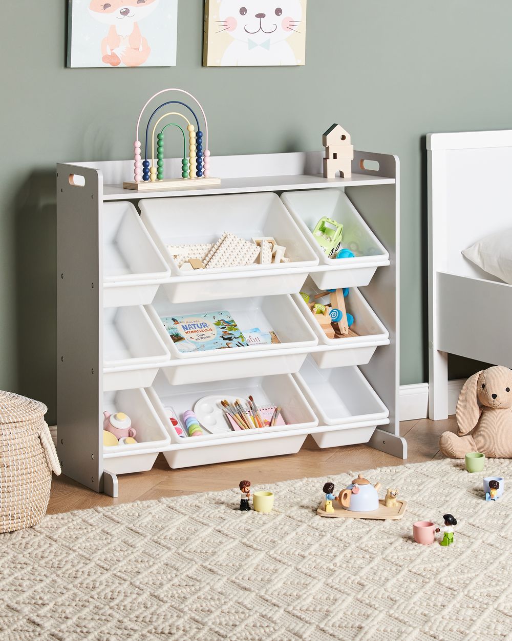 Étagère avec 9 bacs de rangement COLLIE 78 cm Gris