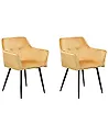 Conjunto de 2 sillas de comedor JASMIN Terciopelo Mostaza