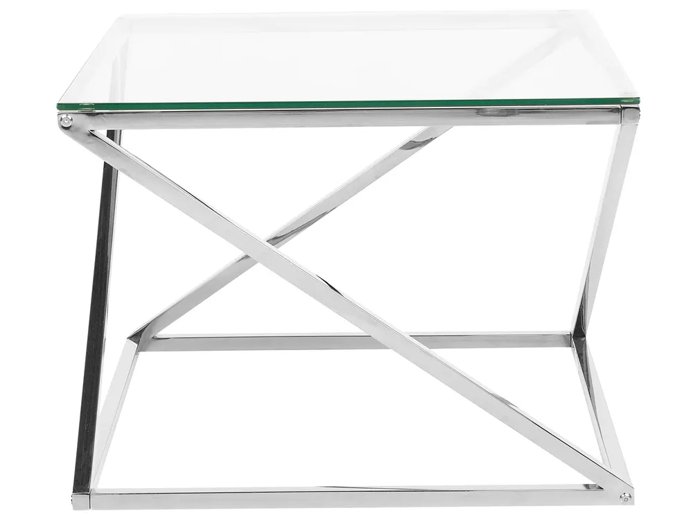 Mesa Auxiliar Cuadrada De Vidrio Con Base Dorada 50x50 Cm | Envío Gratis