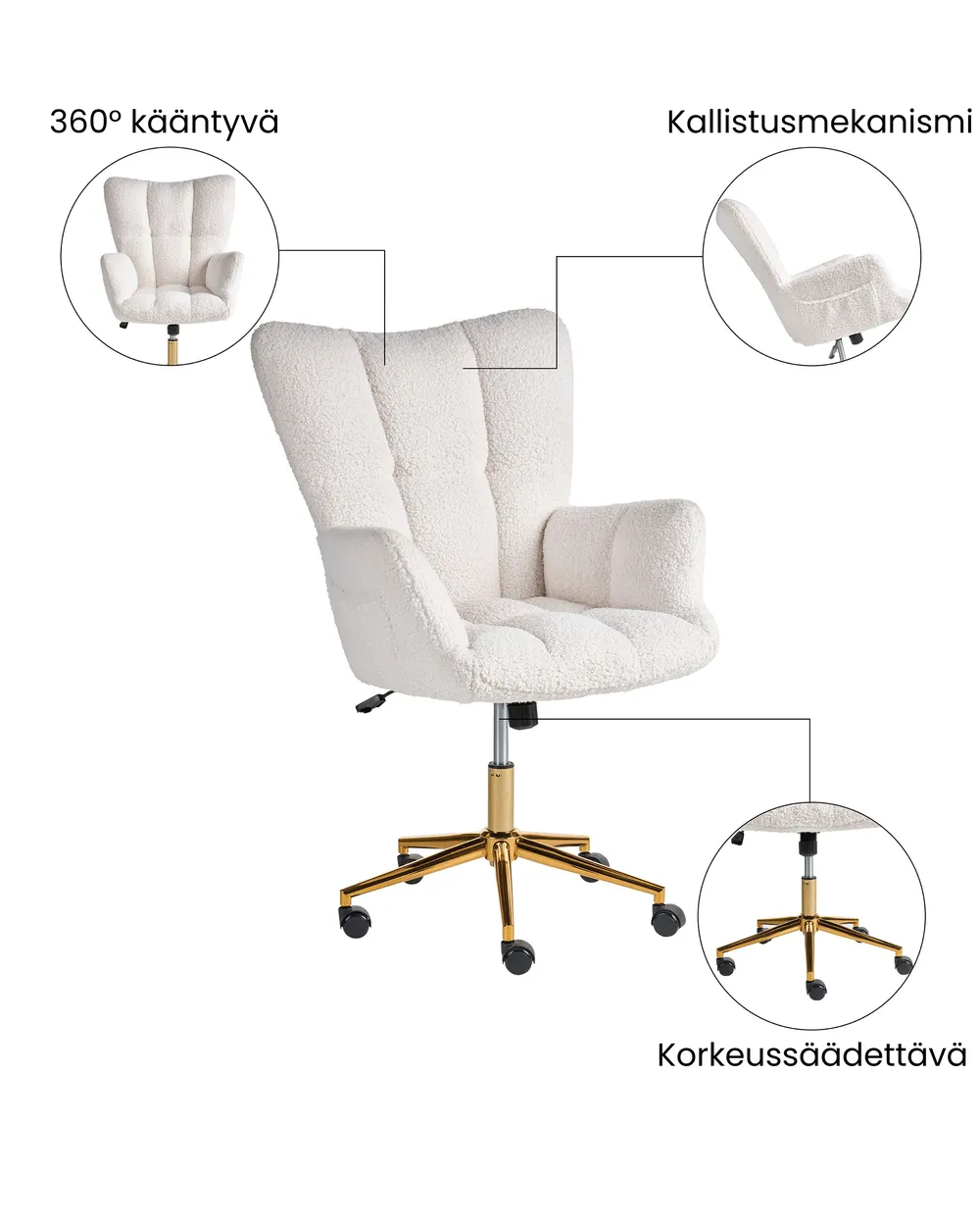 Chaise de bureau OULU Bouclé Blanc_1065447