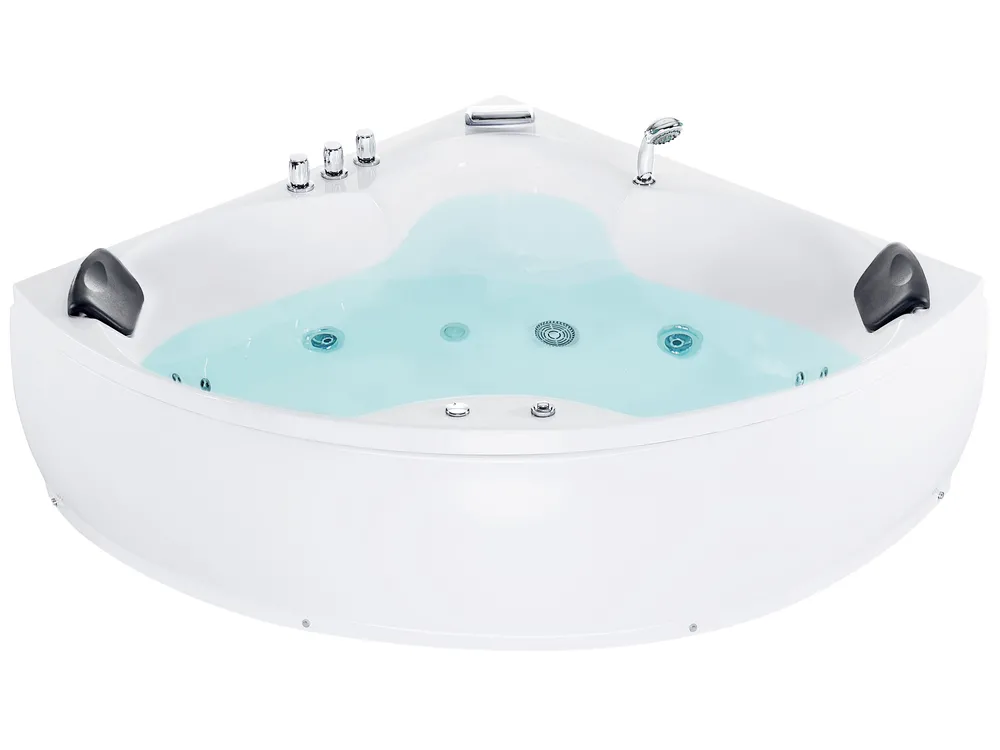 Vasca idromassaggio angolare con LED SENADO 205 x 150 cm Bianco_850682