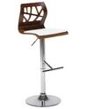 Bar Stool Dark Wood Faux Leather White PETERSBURG_713005