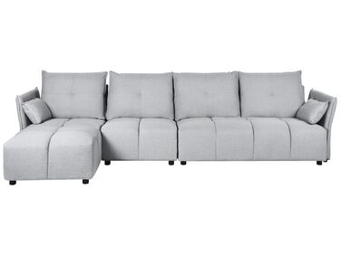 Right Hand Fabric Corner Sofa Light Grey TOMRA