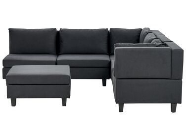 5 Seater Modular Fabric Corner Sofa with Ottoman Black UNSTAD