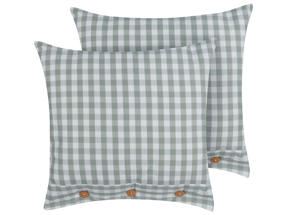 Set of 2 Decorative Cushions TALYA 45 x 45 cm Mint Green Checked