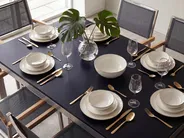 Garden Dining Set 6 Seater GROSSETO Tempered Glass Grey/ Black_1105689