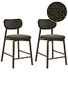 Set of 2 Bar Chairs MILLS Boucle Brown/ Green