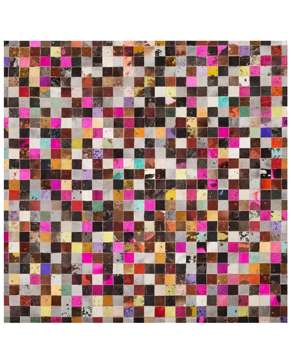 Tappeto ENNE Multicolore 200 x 200 cm Pelle naturale_747172