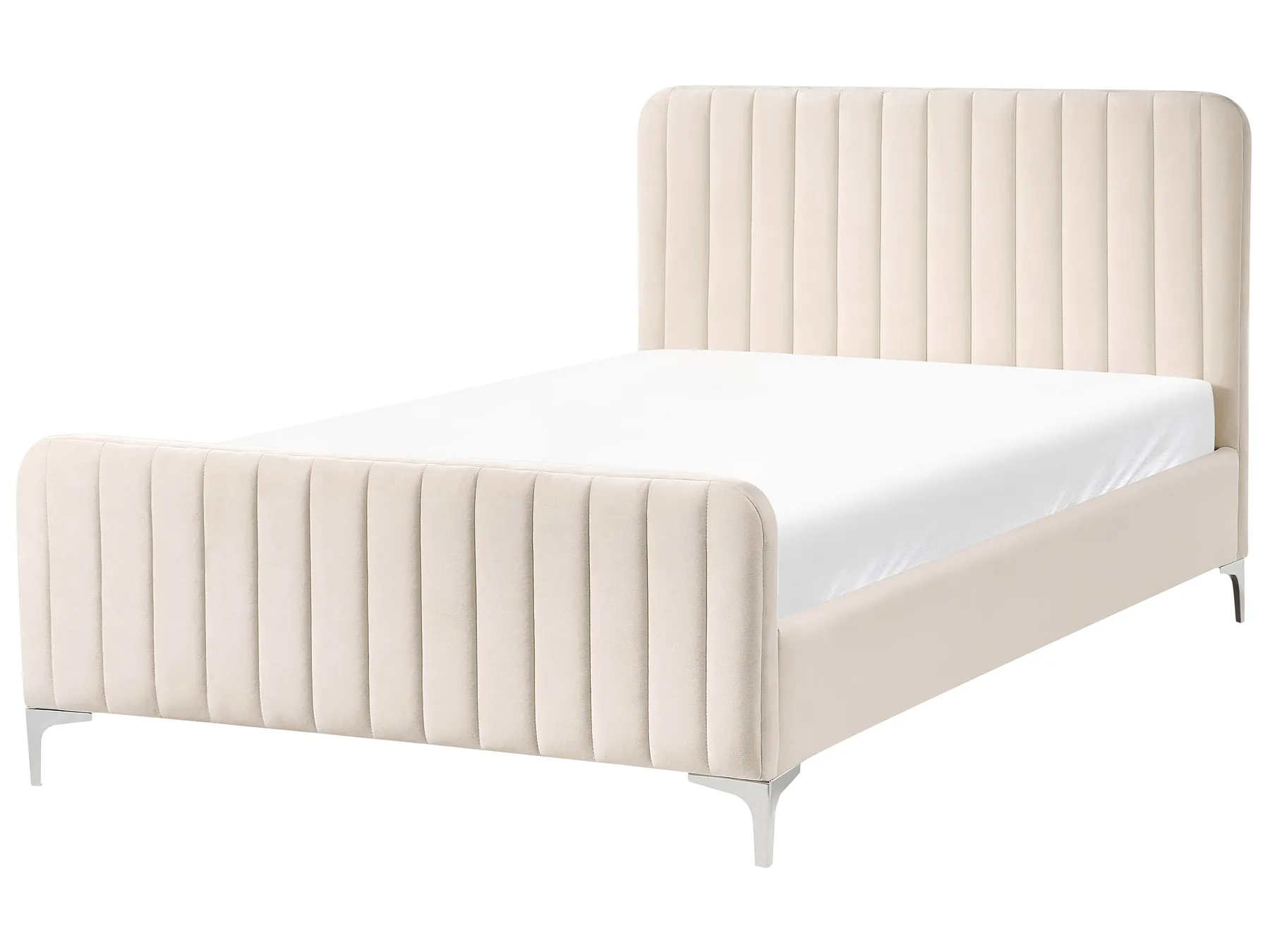 Bed Velvet LUNAN 120 x 200 cm (EU Small Double) Light Beige_1025674