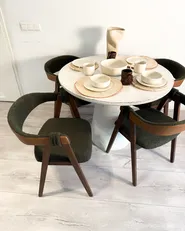 Set of 2 Dining Chairs DAY Boucle Dark Brown/ Green_1039590