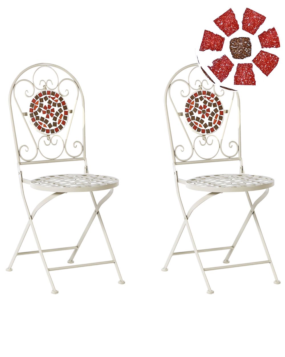 Set of 2 Metal Garden Folding Chairs White SPELLO Beliani.es