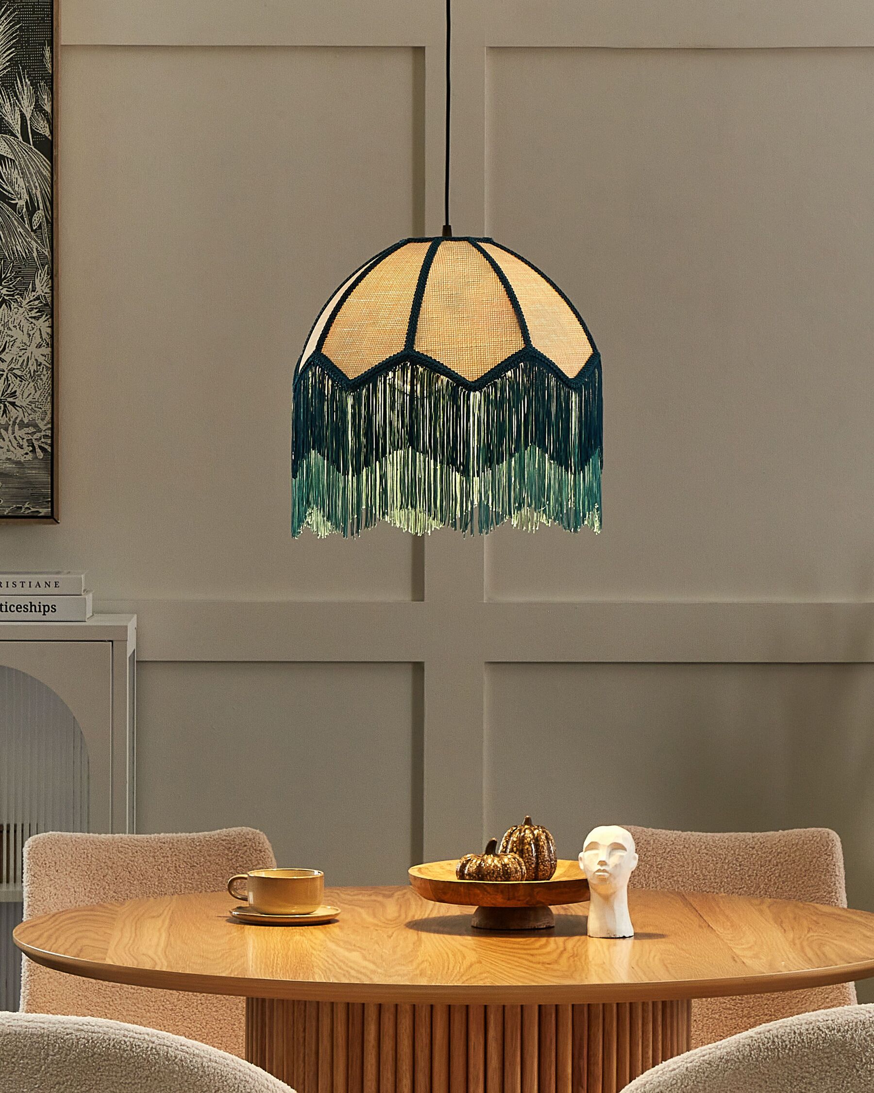 Pendant Lamp Natural and Blue MILAGRO_871442