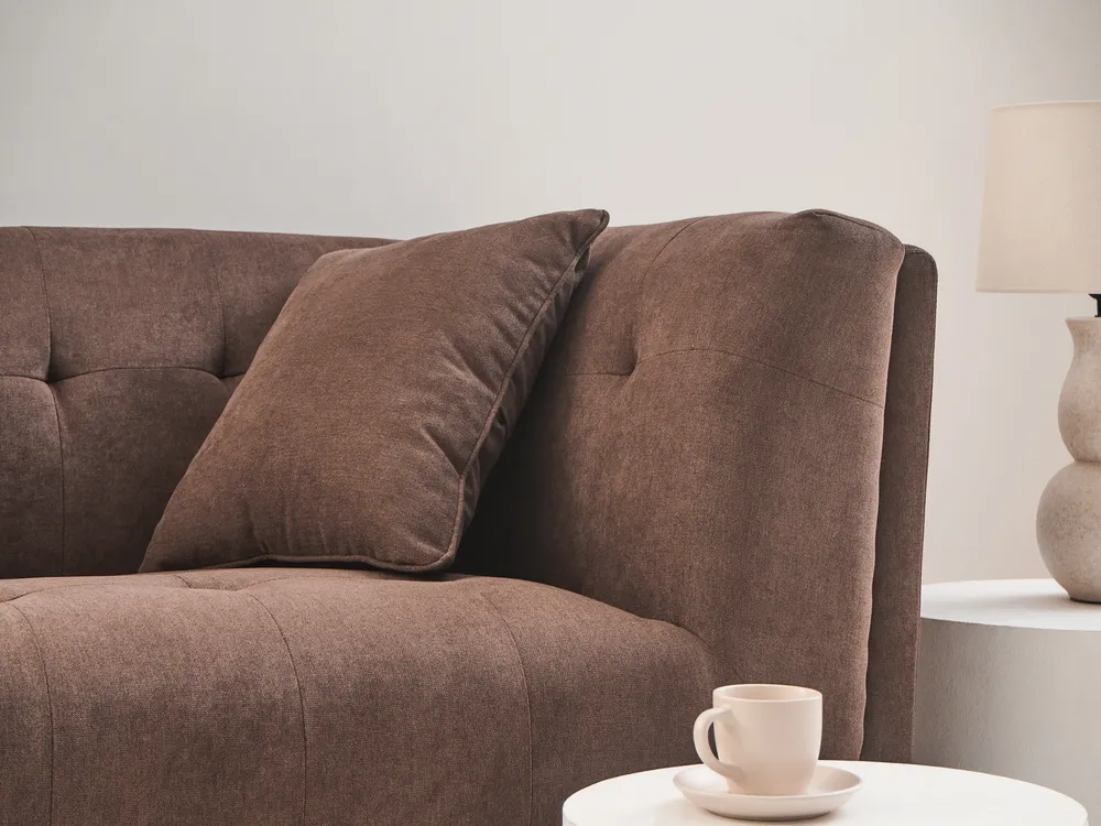 Sofa 2 Seater HABO with Ottoman Fabric Dark Brown_1077317