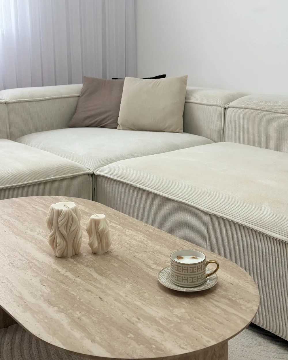 Modular Corner Sofa 4 Seater ARDAL Corduroy Off-White Left Hand_1051221