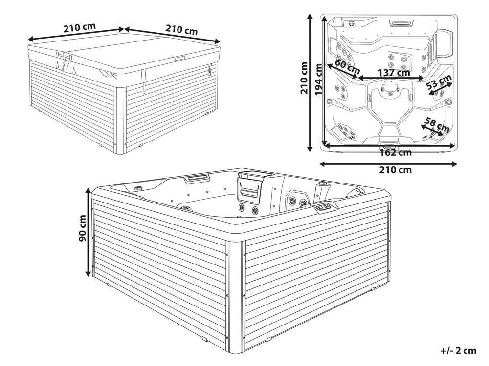 Outdoor Hot Tub with LED OZOGOCHE Grey_1082316