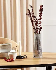 Blumenvase LILAIA 27 cm Glas Grau_1179090