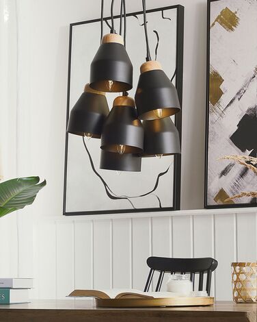 6 Light Pendant Lamp Black CESTOS