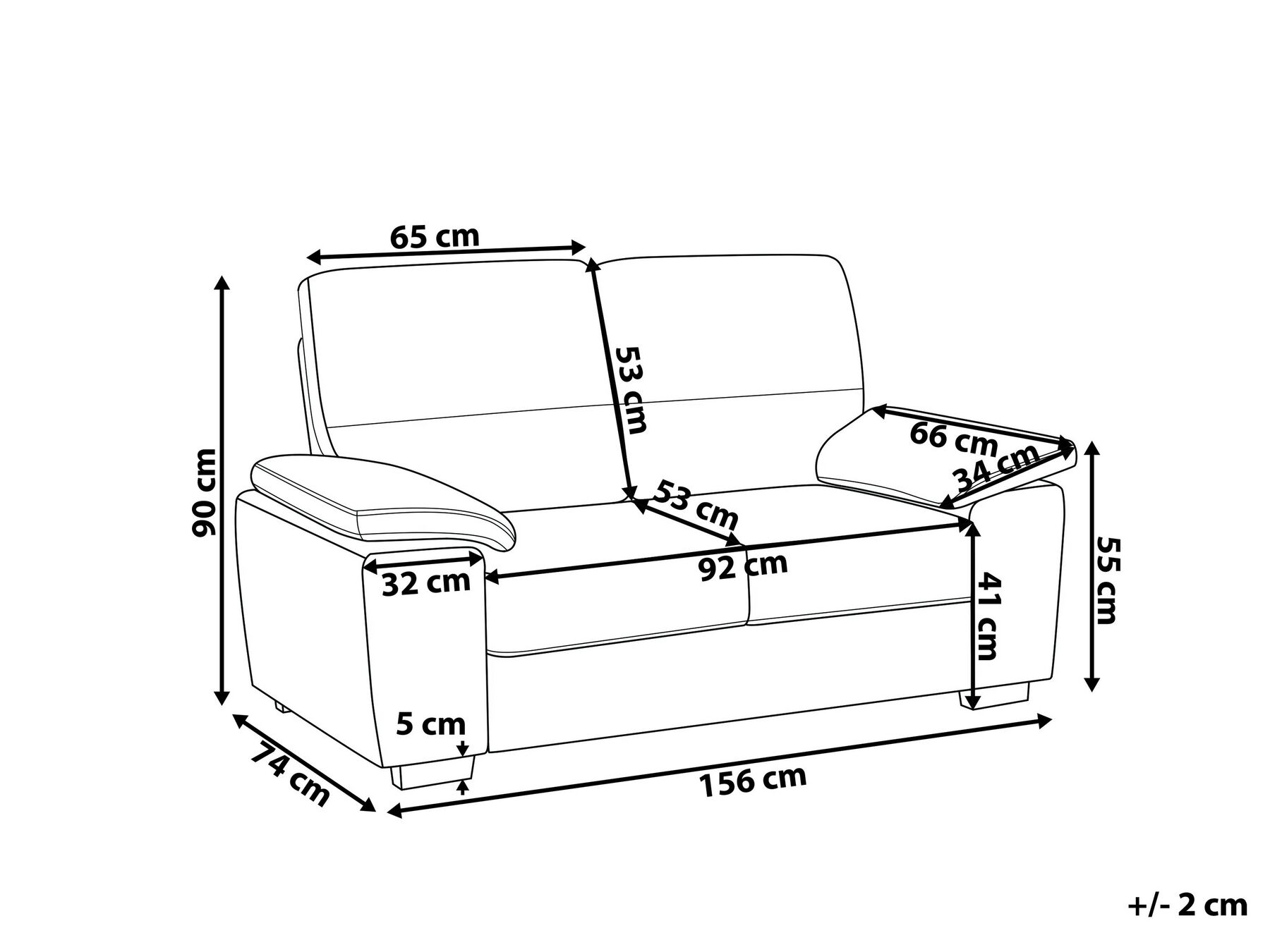 2 Seater Faux Leather Sofa Golden Brown VOGAR_850650